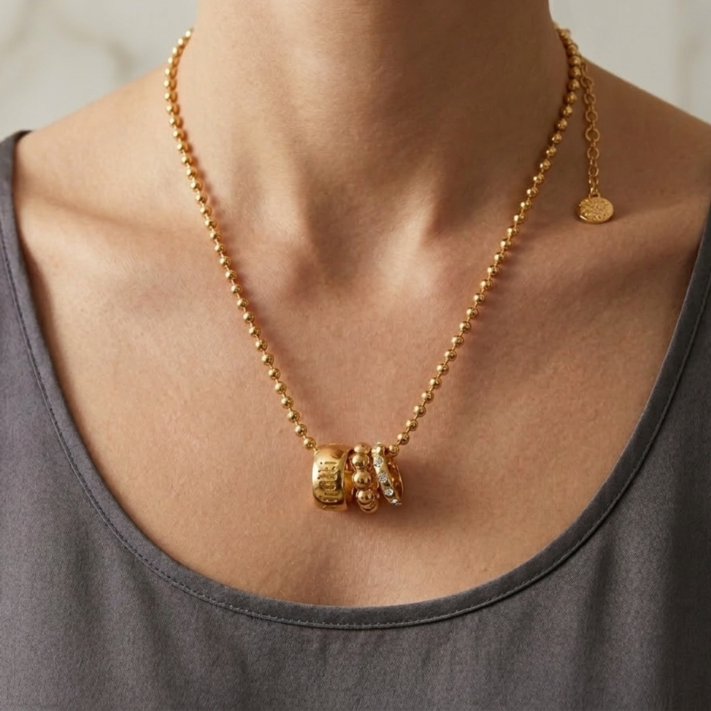 New with Tags Luxury Gold Ball Chain Necklace – Convertible to Bracelet & Rings